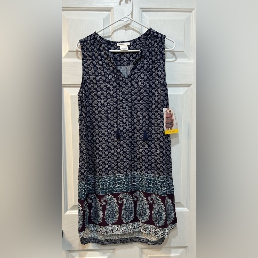 BeachLunchLounge Sleeveless Gigi Shift Dress NWT V-Neck Tassel Tie Women Sz M